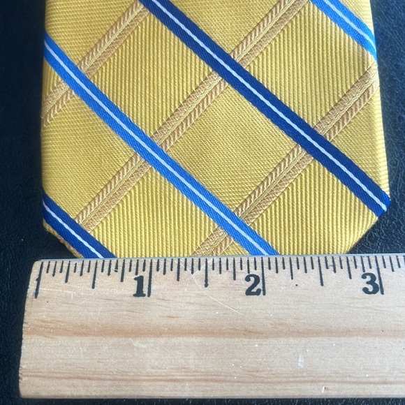 NORDSTROM Yellow, Blue & White Striped Silk Necktie - Picture 4 of 7